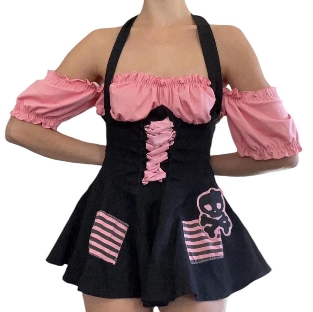 Milkmaid/ Pirate Faux Corset Dress - Picture 3 of 3